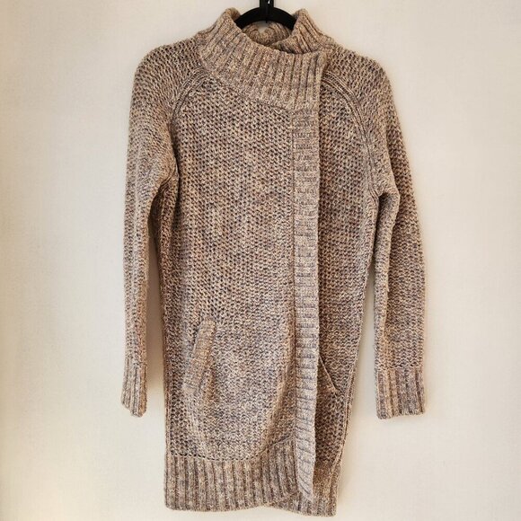 Prana Callisto Wool Alpaca Blend Cardigan Sweater High Neck Tan Beige Women's XS - Picture 2 of 10